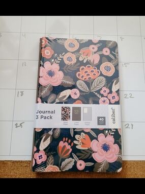 Caliber 3 Pack Floral Journal Notebook - Pink & Gray Cover
